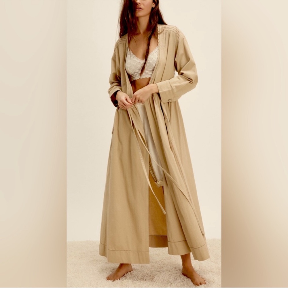 New! Free People Out West Rob/ Maxi Dress  M/L  Morning Oat